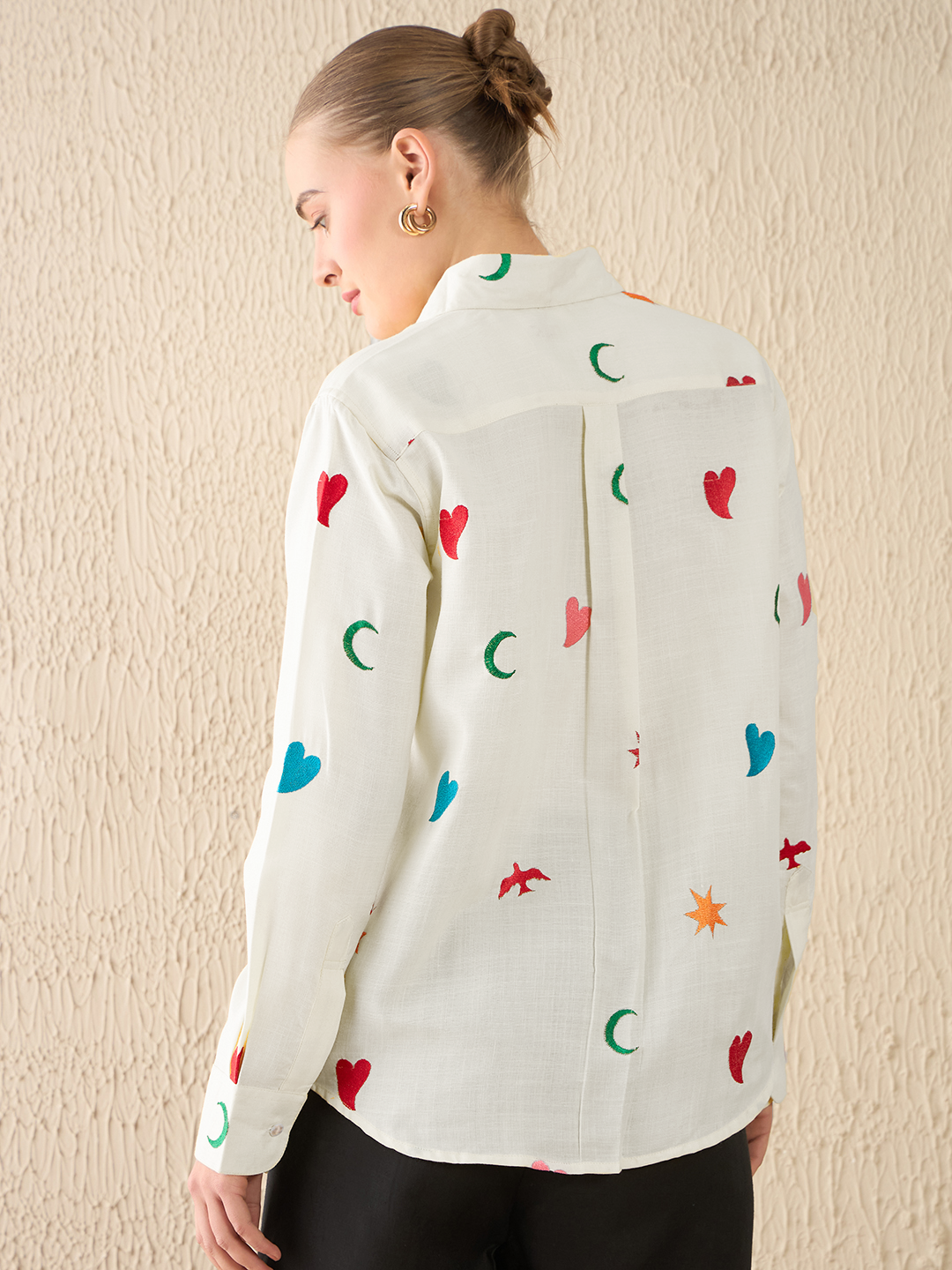 All Over Embroidered Linen Shirt