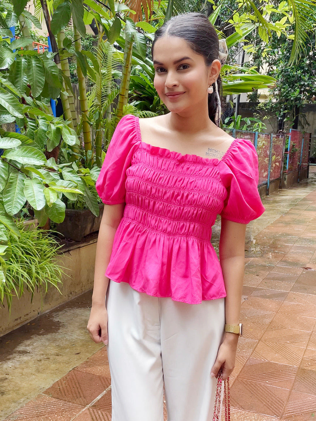 Smocked Peplum Top