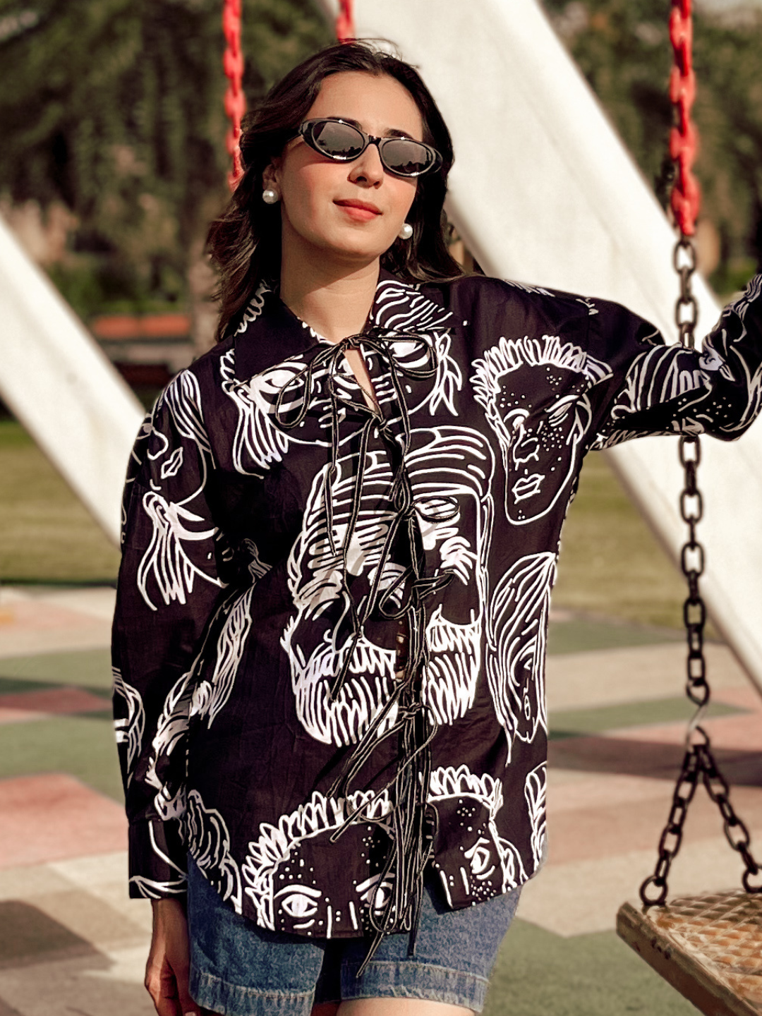 Printed Tie-Up Full Sleeve Cotton Shirt - Uptownie