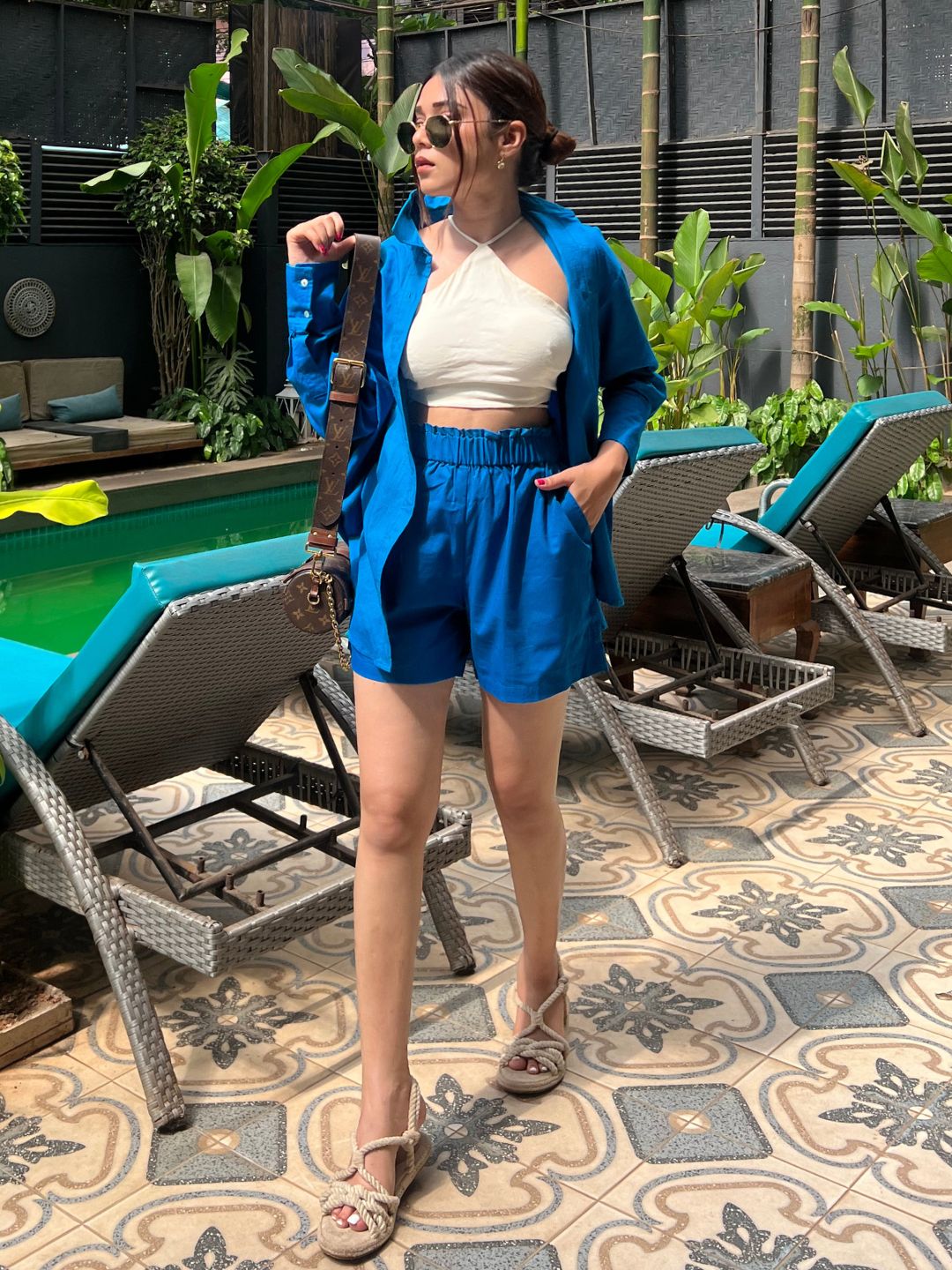 Cotton Two Piece Shorts and Shirt Set - Uptownie