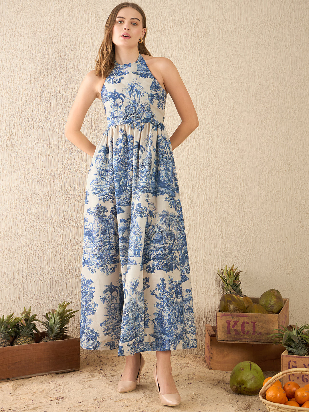 Halter Neck Cotton Maxi Dress