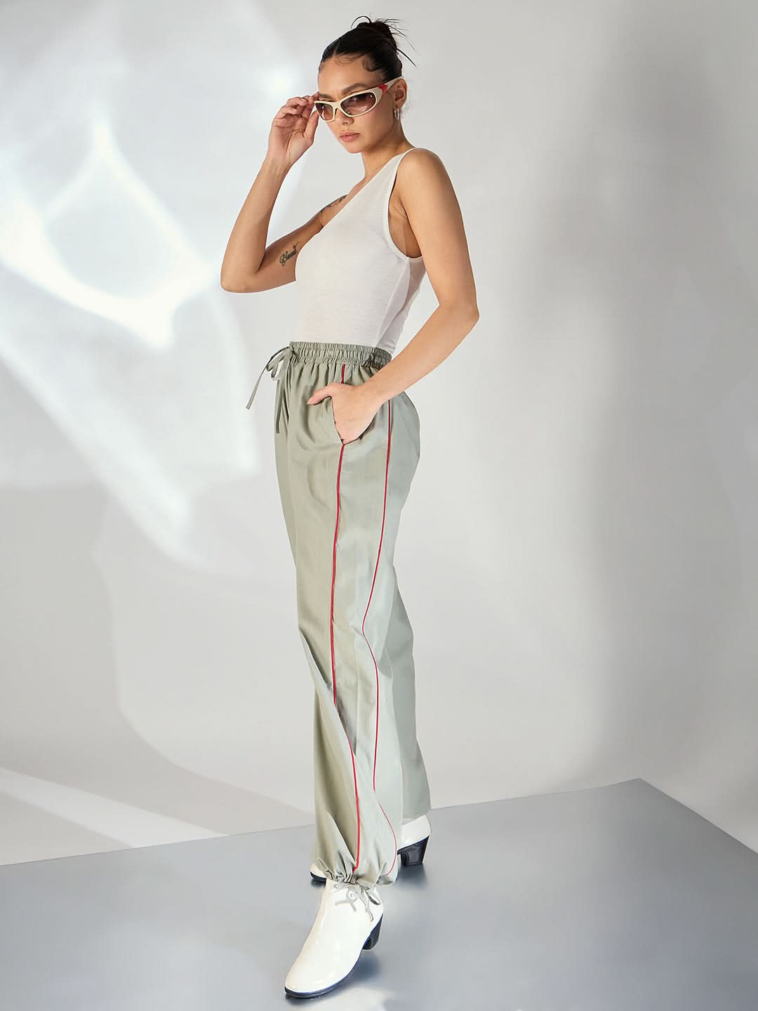 Casual Color Block Drawstring Straight Fit Pants - Uptownie