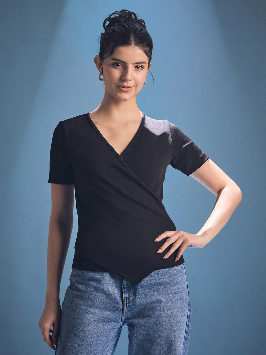 Wrap Style Ribbed Top