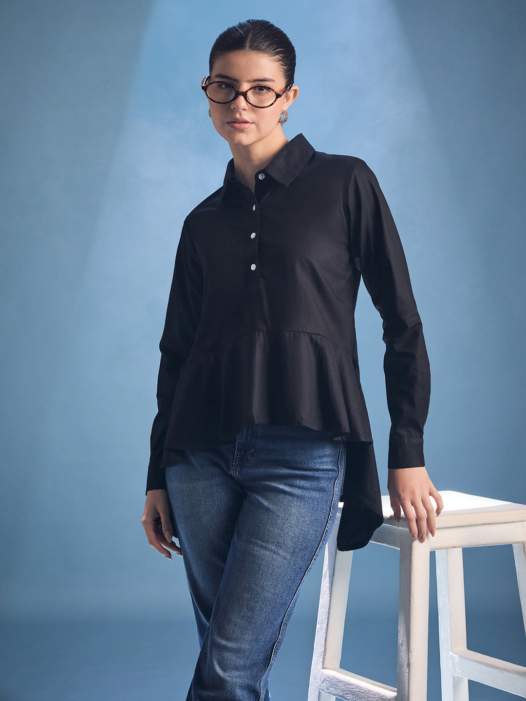 Cotton Peplum Shirt