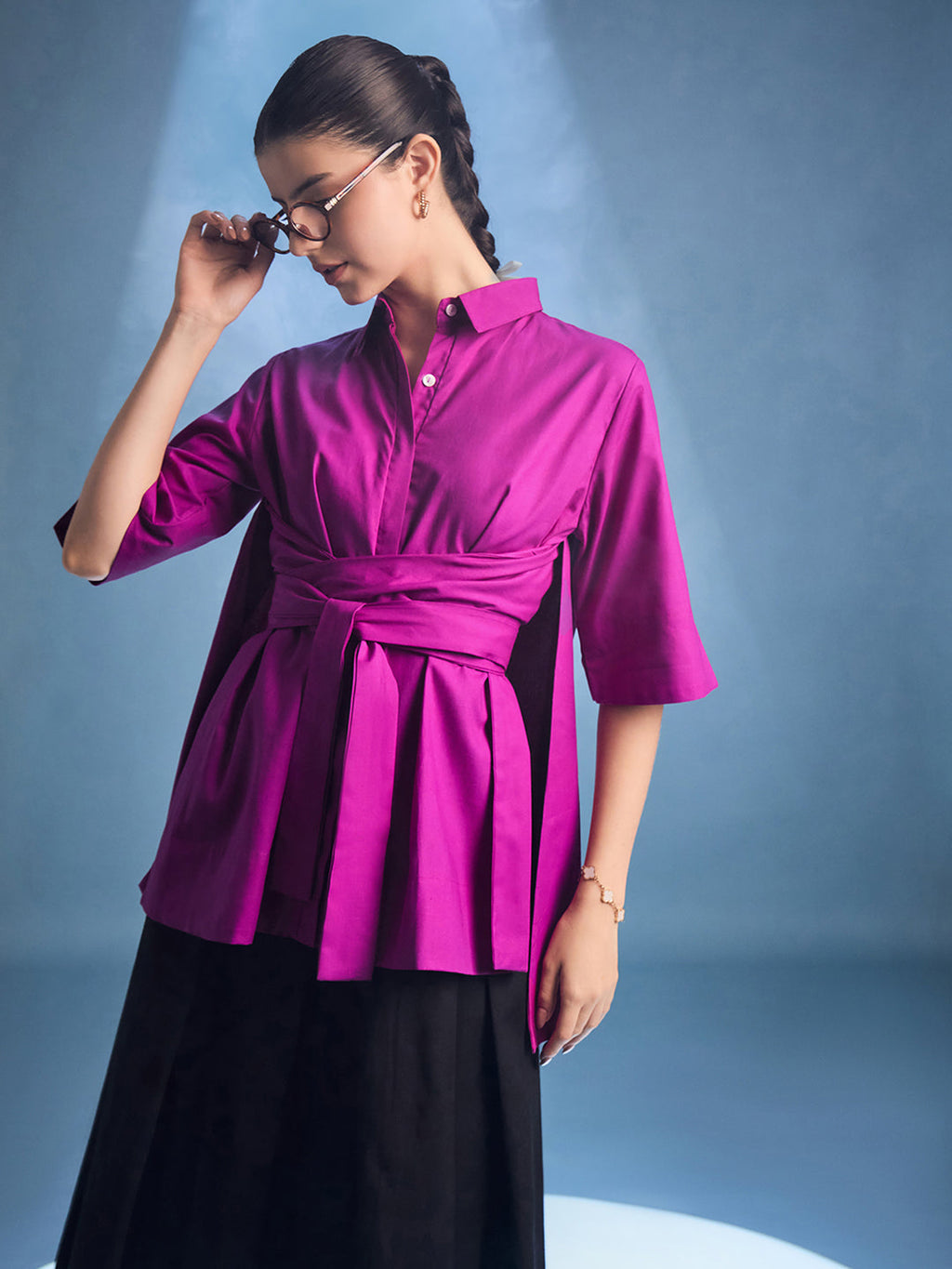 Cotton Tie Up Cape Shirt