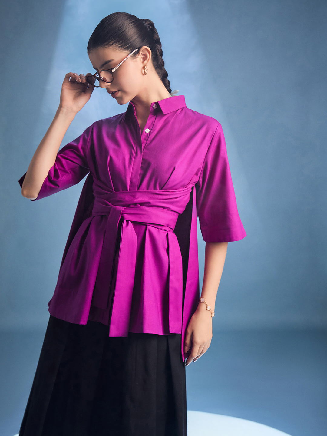 Cotton Tie Up Cape Shirt