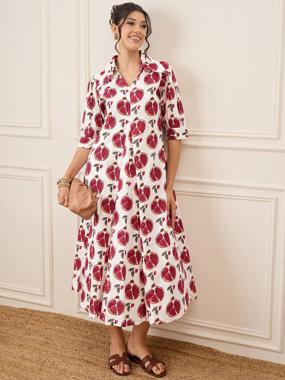 Front Pleated Linen Midi Dress - Uptownie