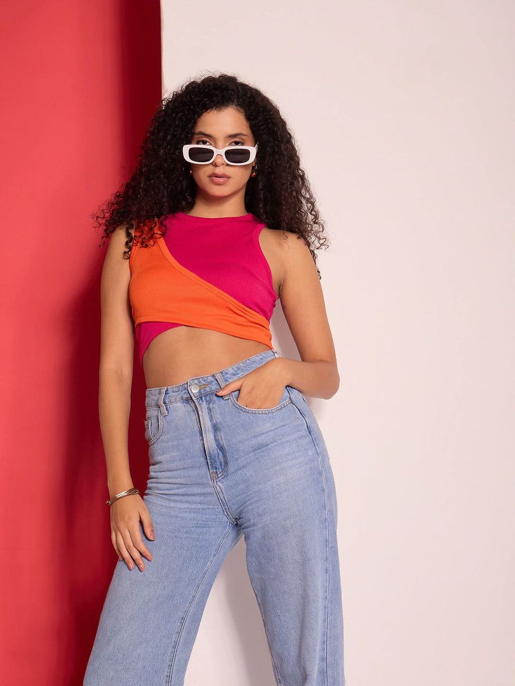 Stretchable Dual Panelled Ribbed Top