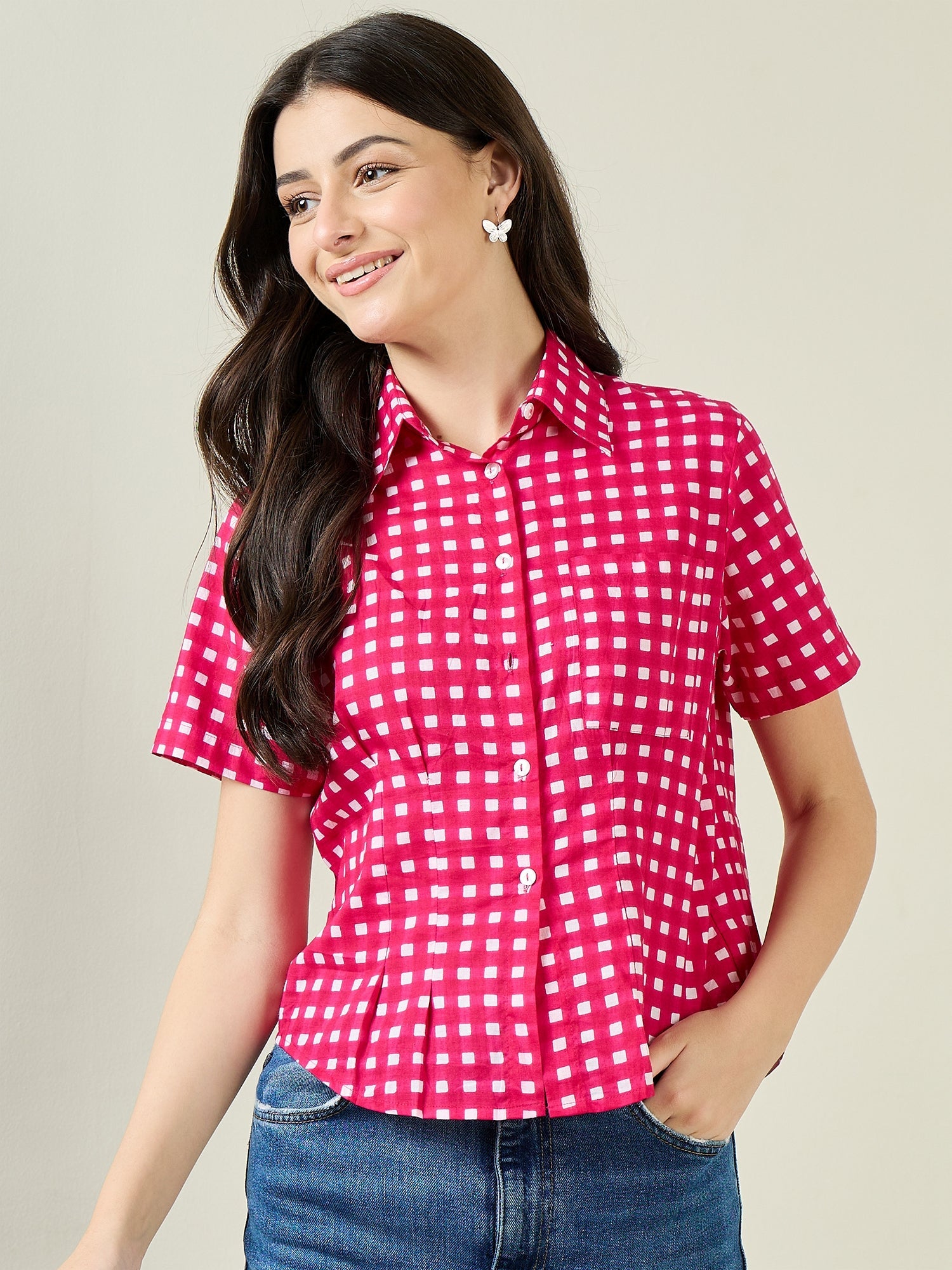 Cotton Half Sleeve Fitted Shirt