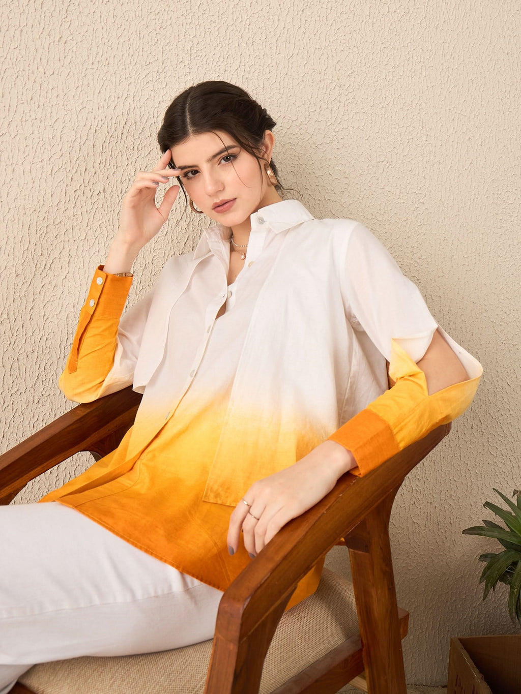 Ombre Panelled Cotton Shirt