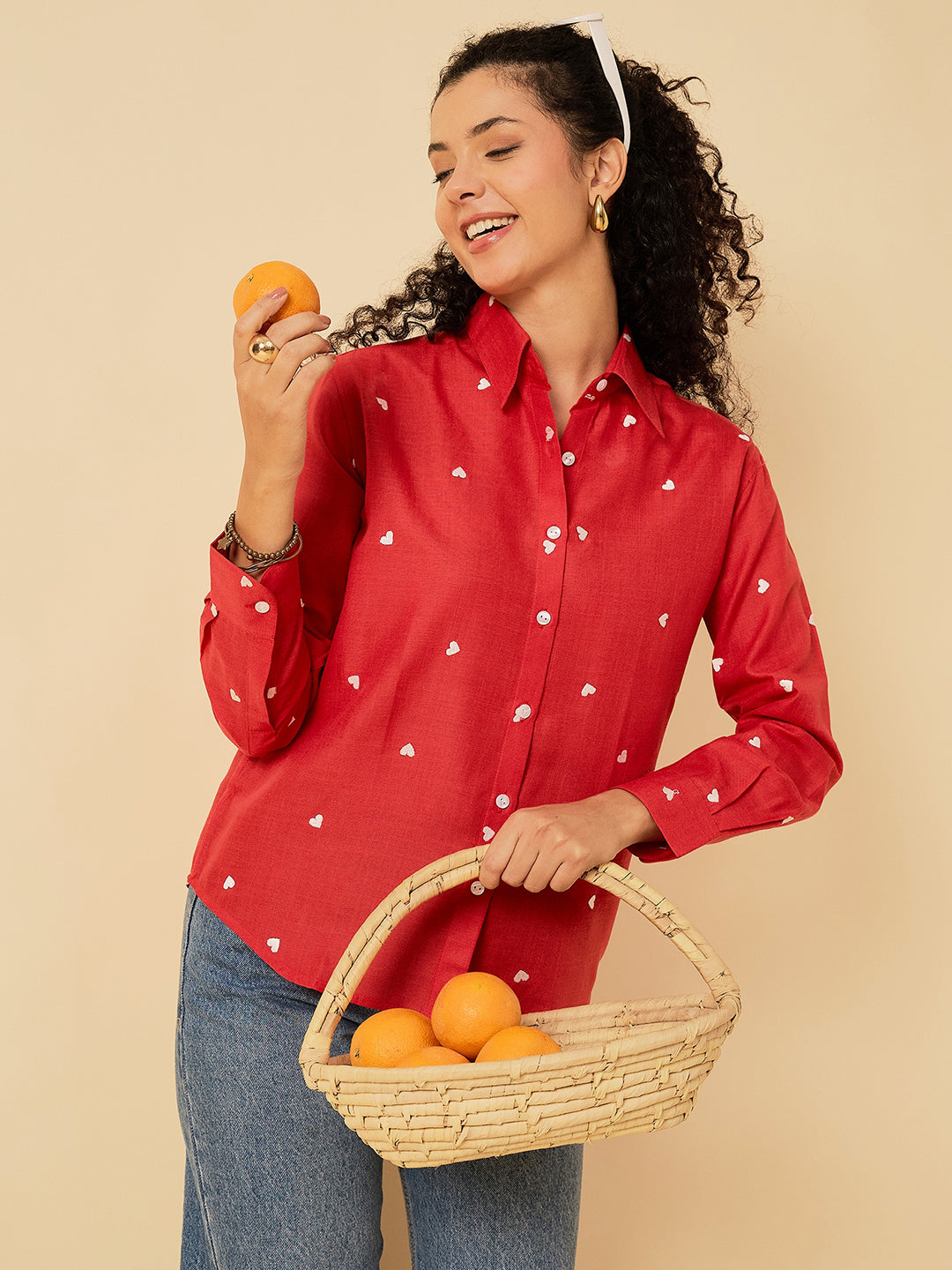 All Over Embroidered Linen Shirt