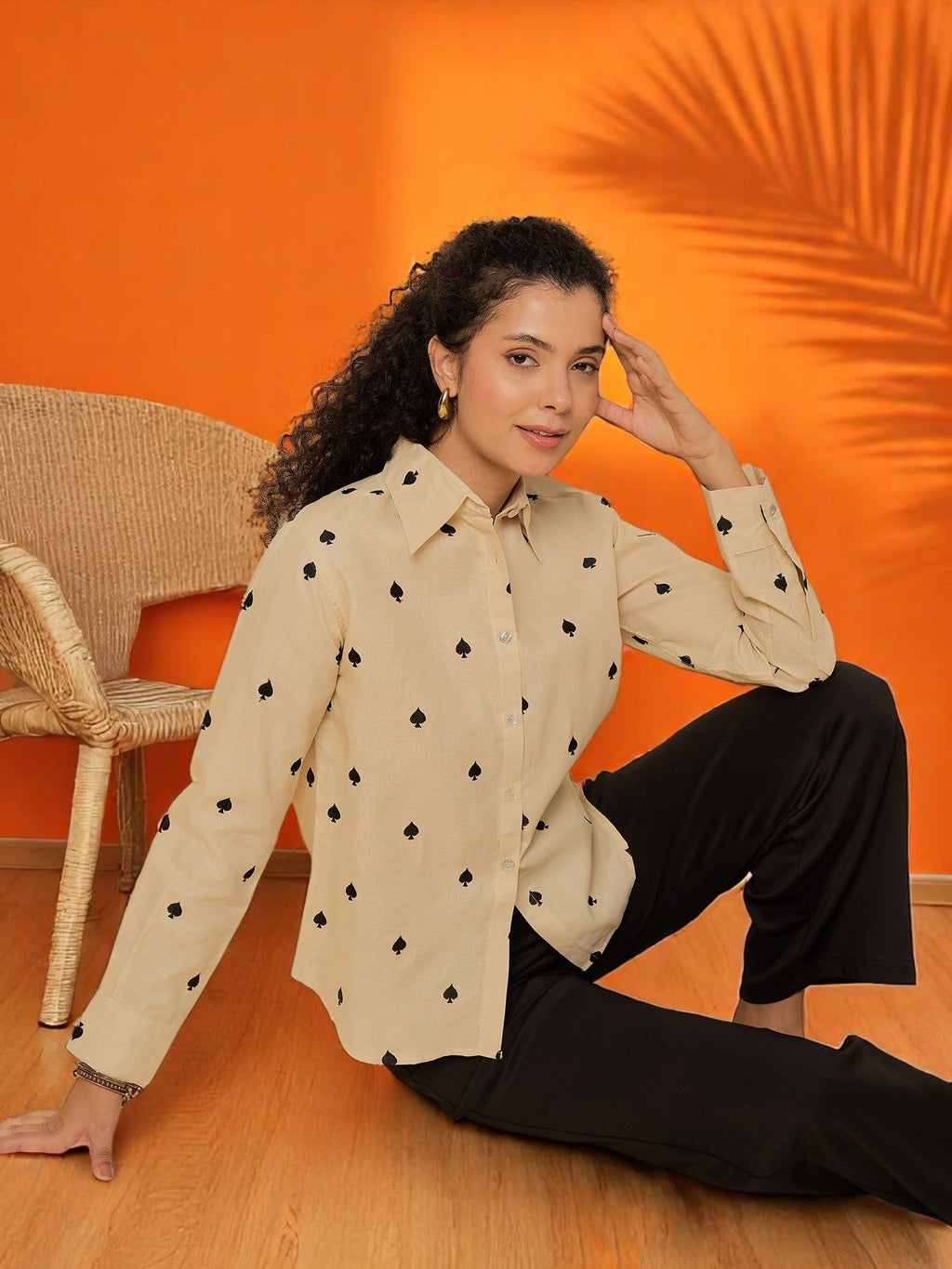 All Over Embroidered Linen Shirt