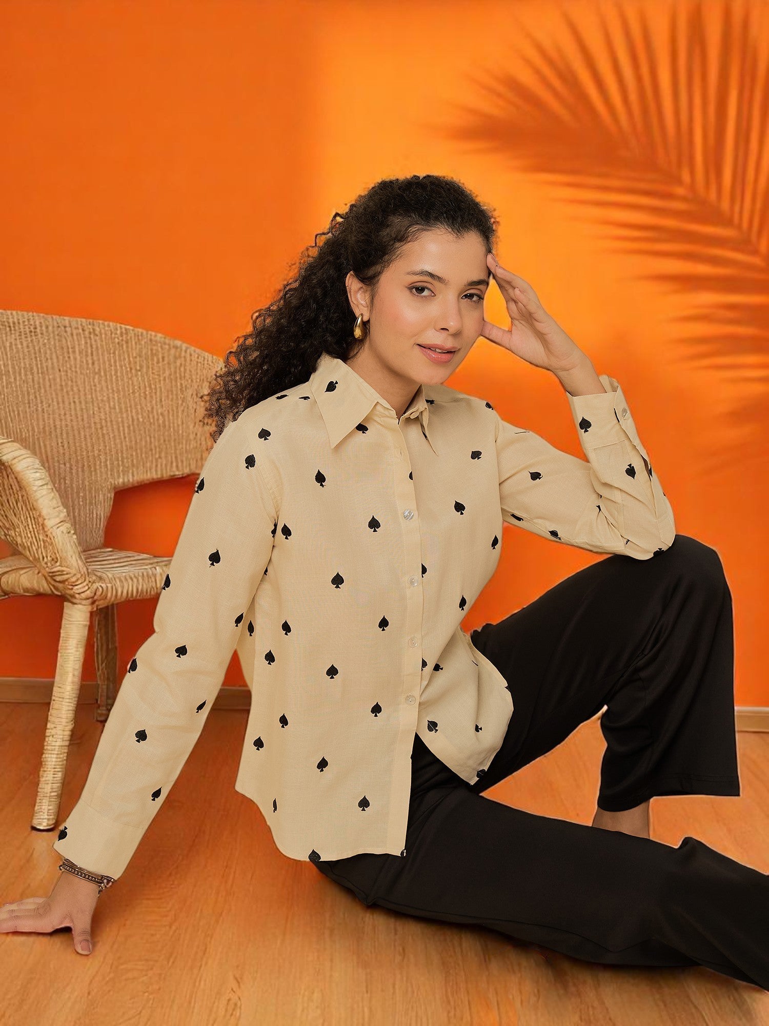 All Over Embroidered Linen Shirt