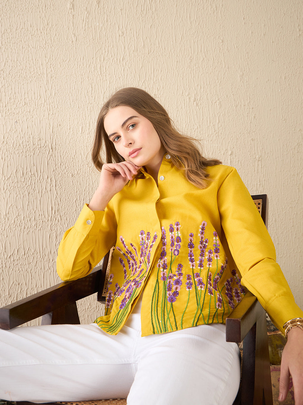 Floral Embroidered Linen Shirt