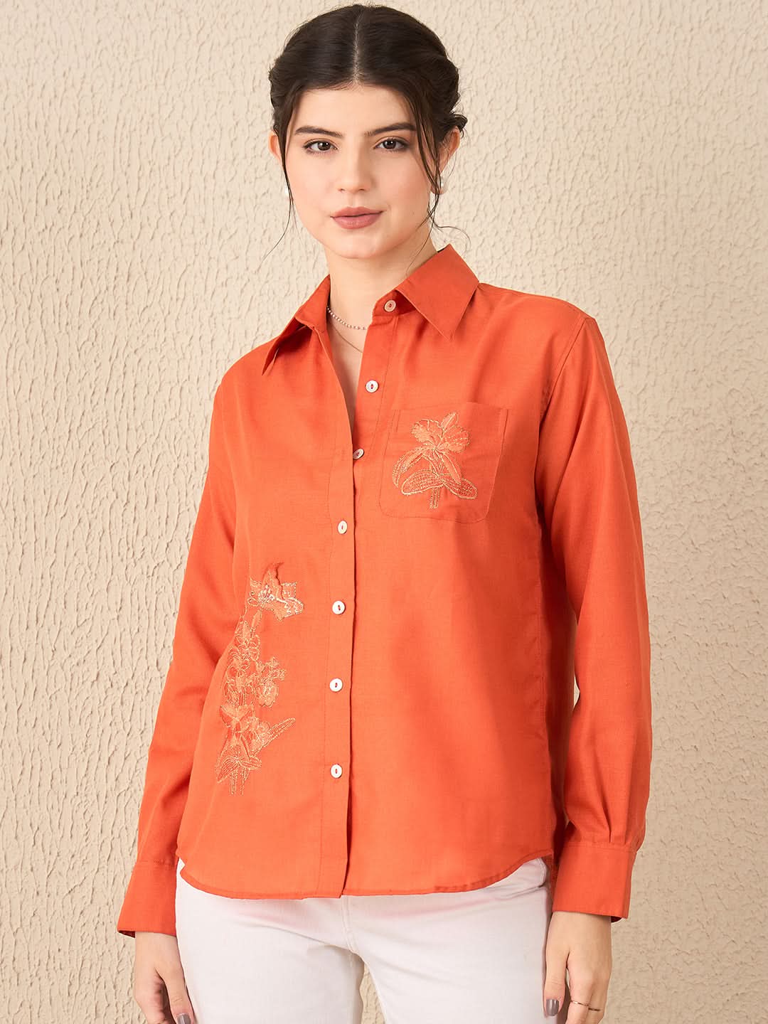 Embroidered  Linen Shirt
