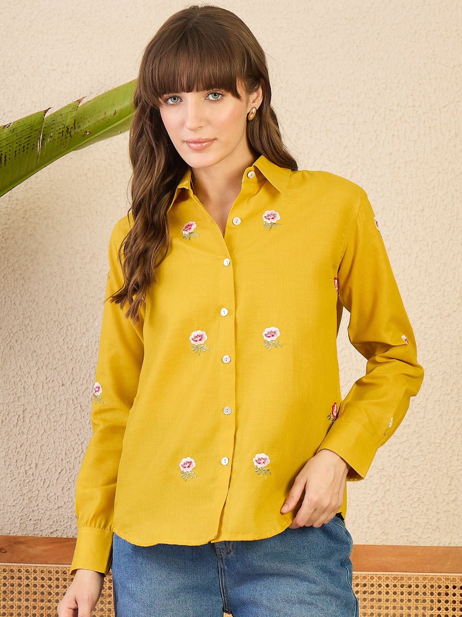 All Over Embroidered Linen Shirt - Uptownie