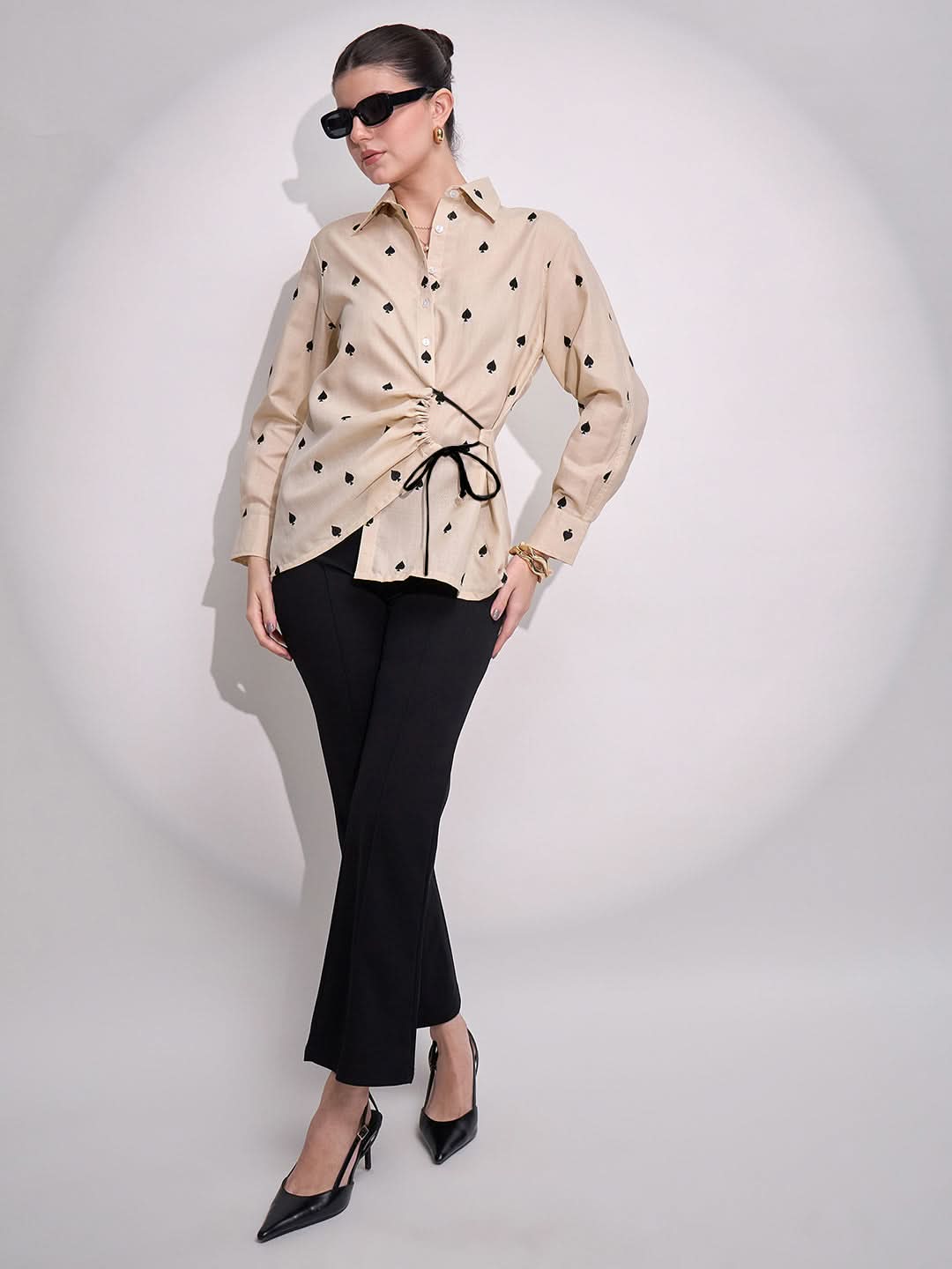 Side Tie-Up Cotton Shirt