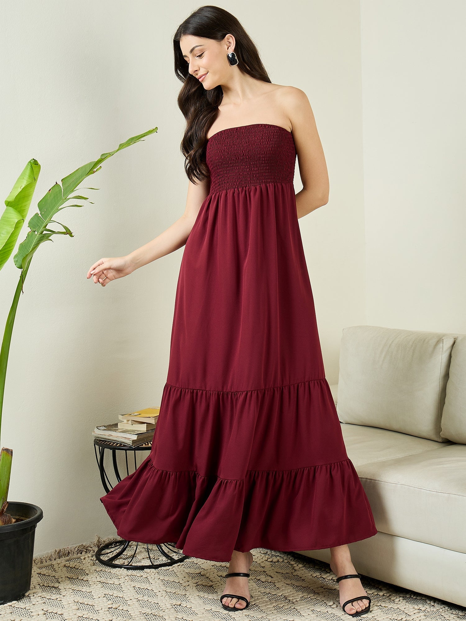 Strapless Smocked Maxi Dress - Uptownie