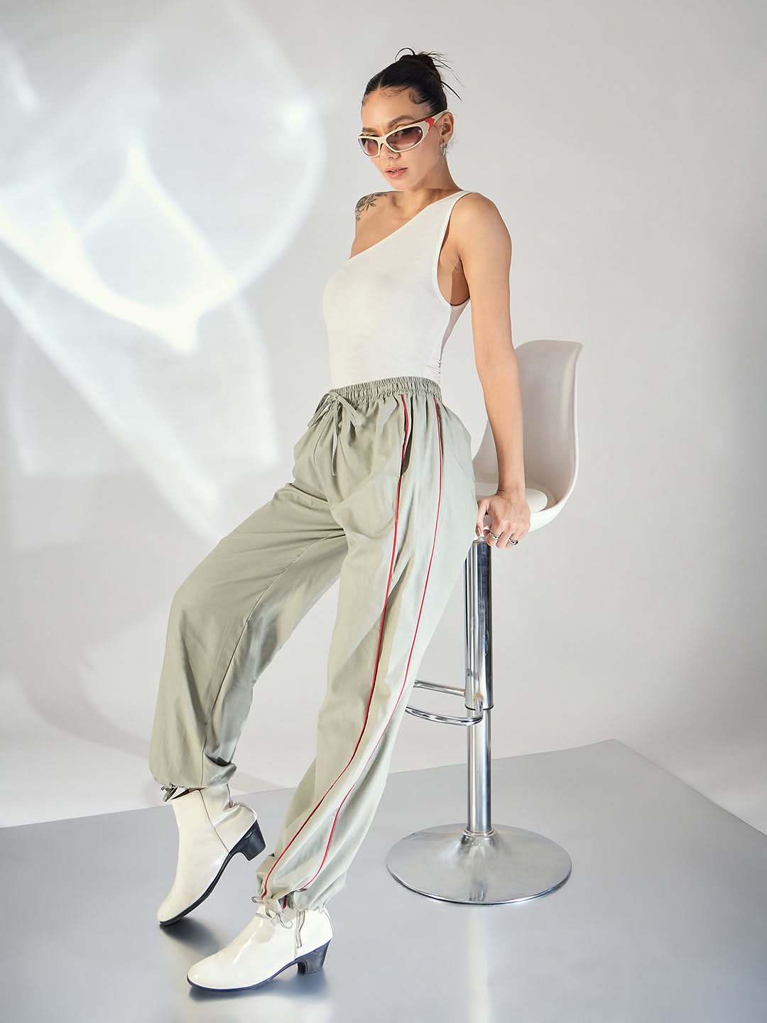 Casual Color Block Drawstring Straight Fit Pants