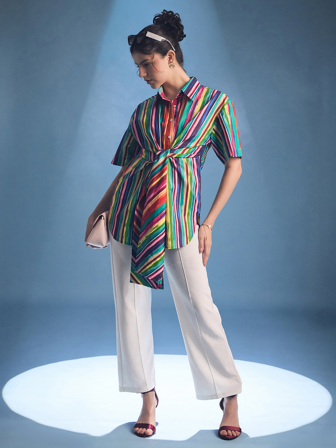 Front Tie-Up Cotton Shirt