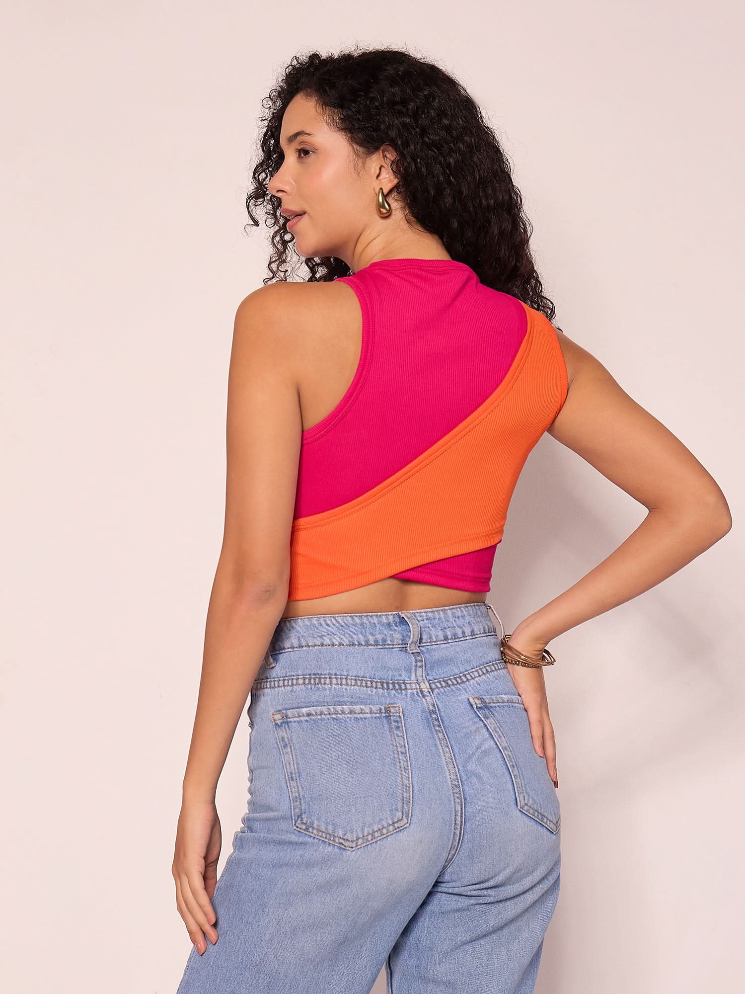 Stretchable Dual Panelled Ribbed Top