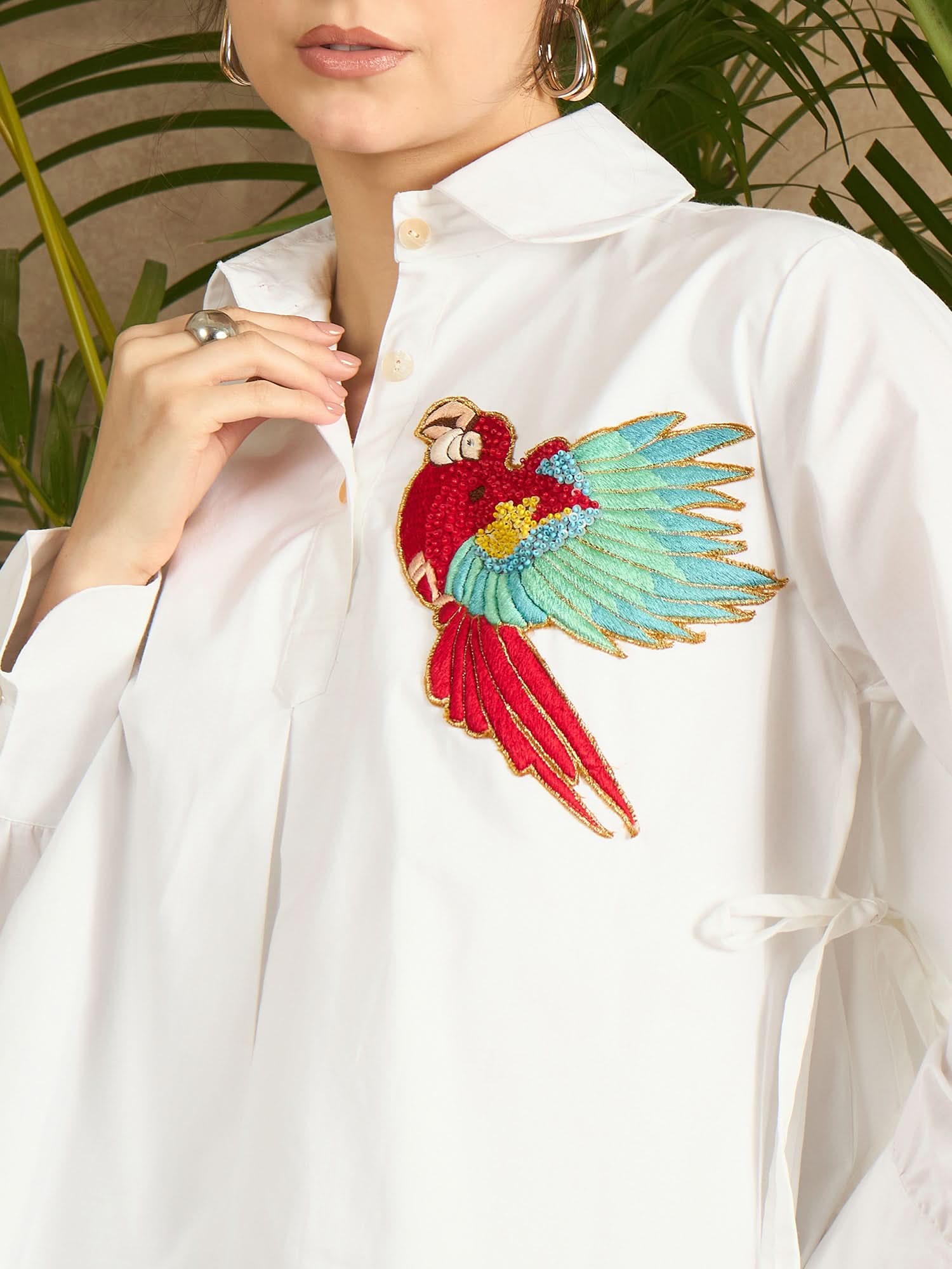 Double Layered Applique Cotton Shirt