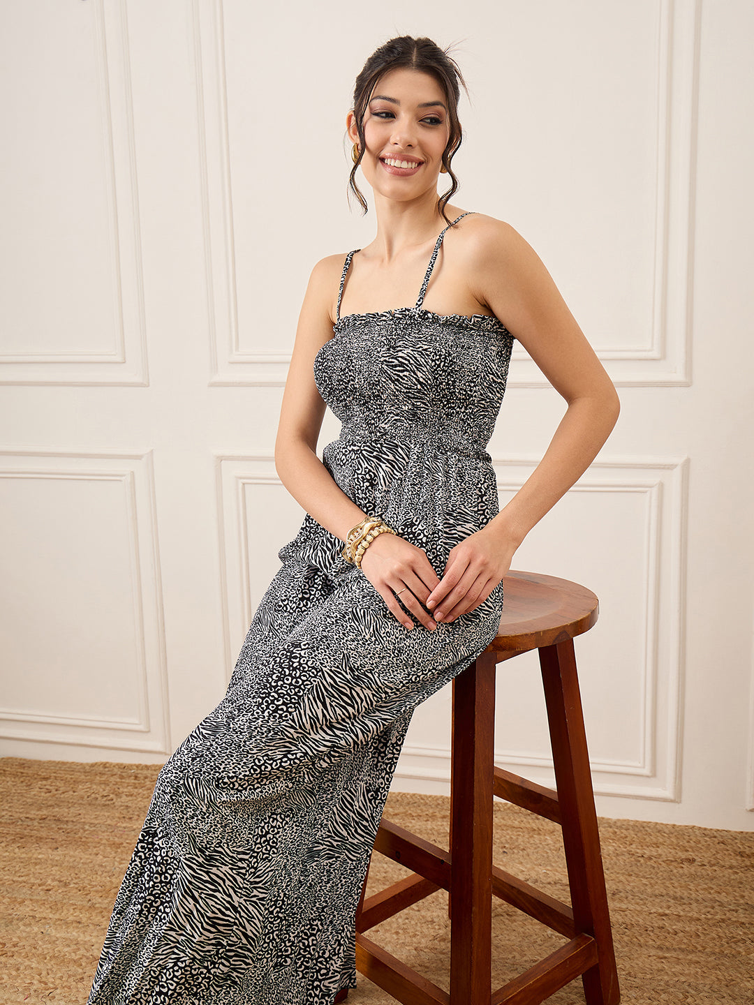 Smocked Maxi Jumpsuit