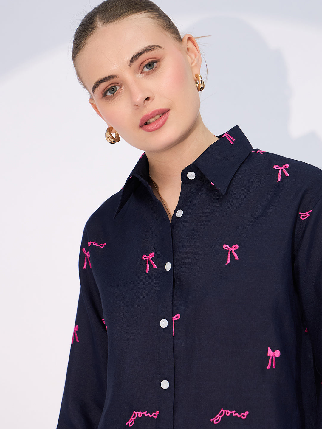 All Over Embroidered Linen Shirt