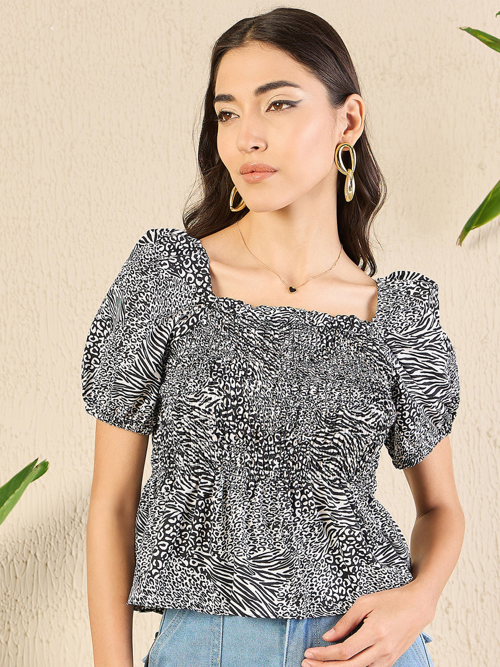 Smocked Peplum Top