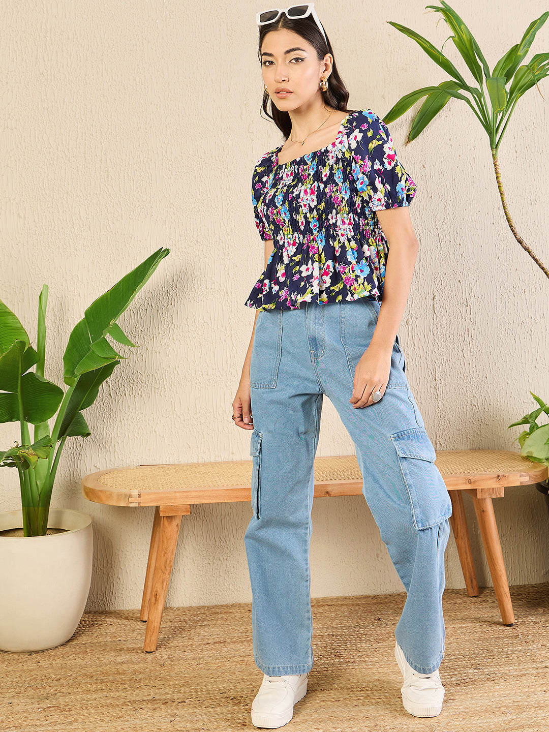 Smocked Peplum Top
