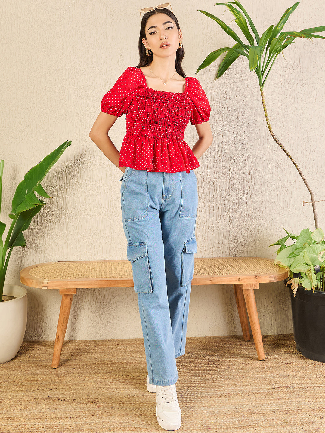 Square Neck Peplum Top - Uptownie