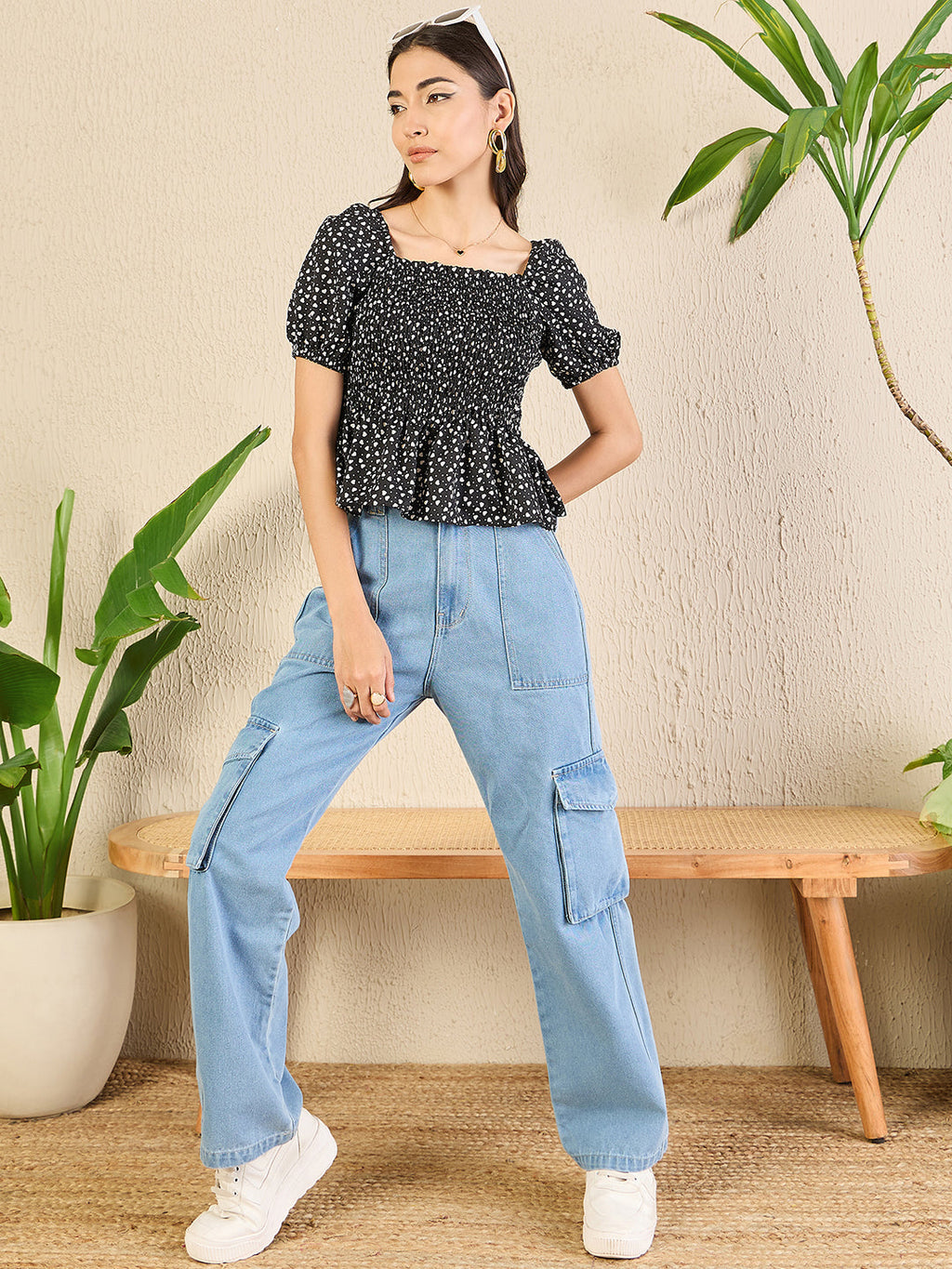 Smocked Peplum Top