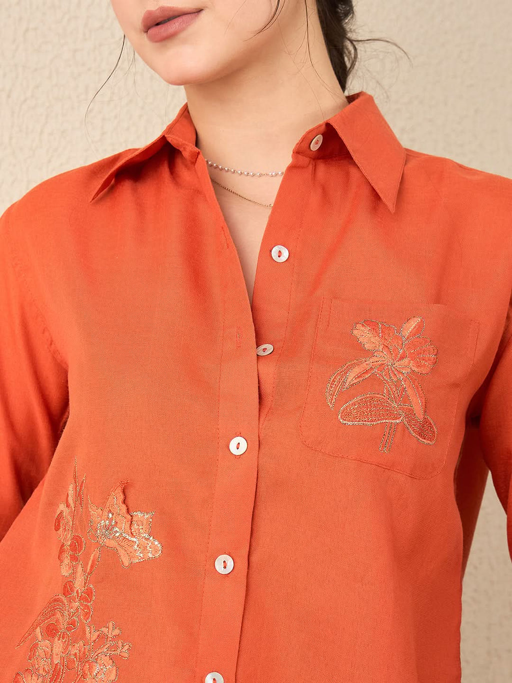 Embroidered  Linen Shirt