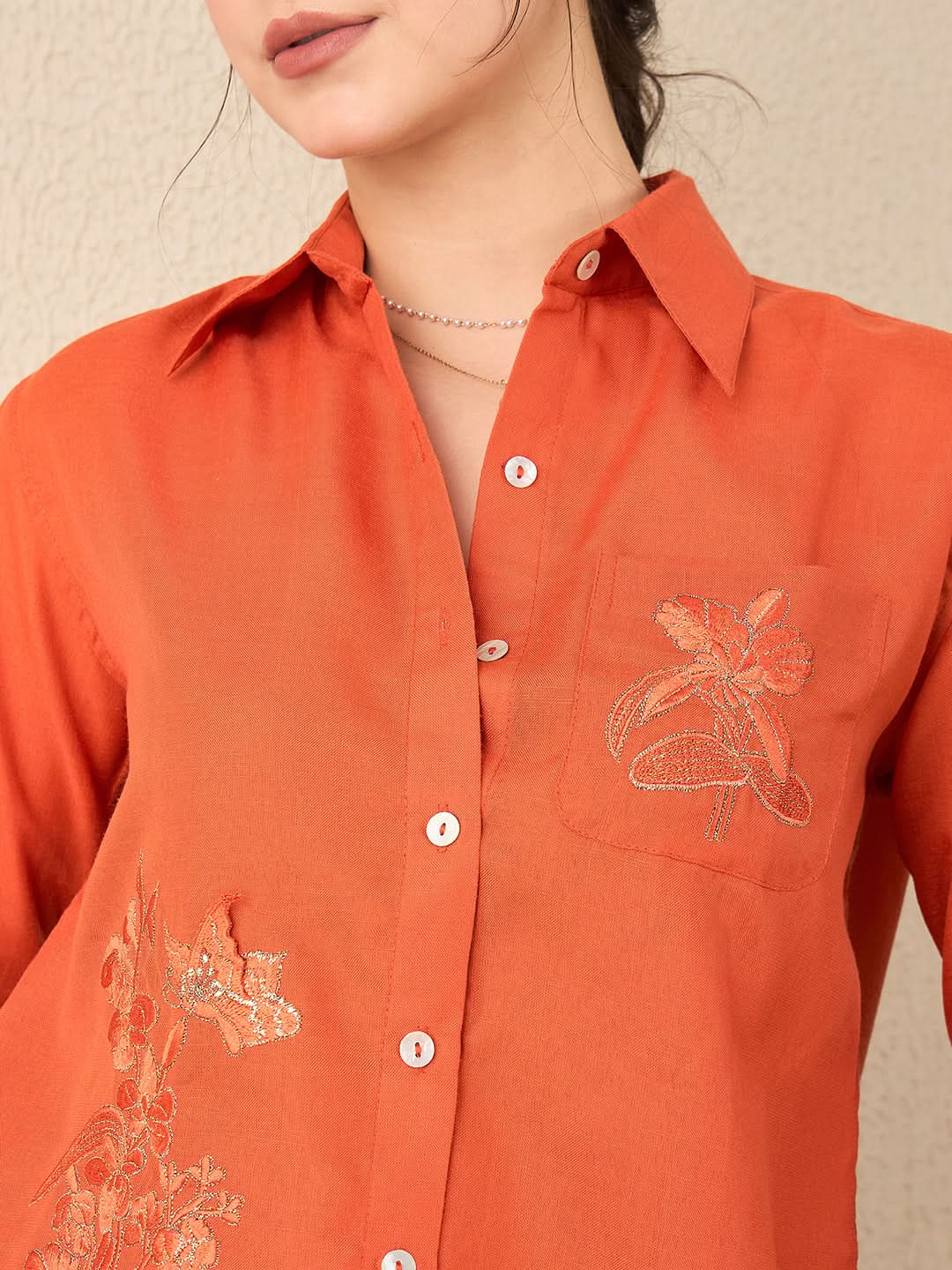 Embroidered  Linen Shirt