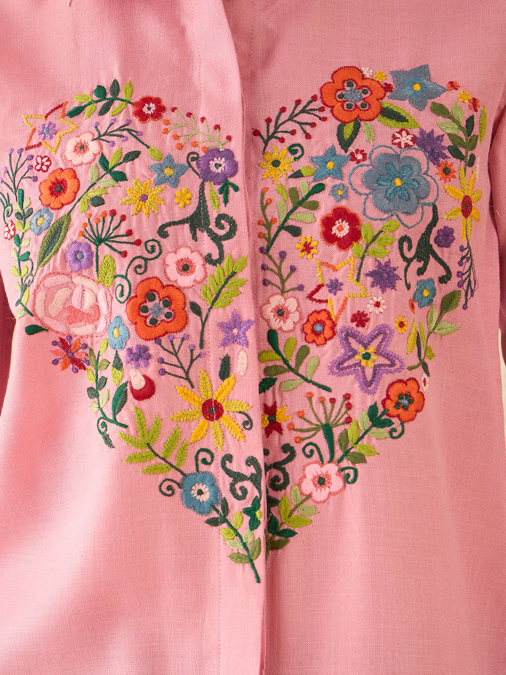 Floral Embroidered Linen Shirt