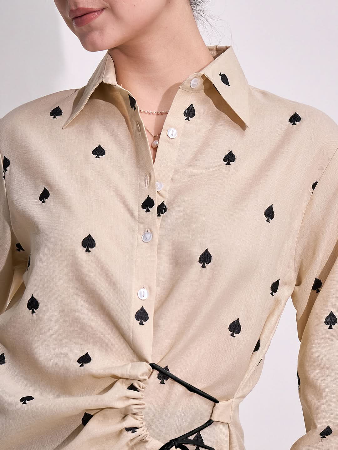 Side Tie-Up Cotton Shirt
