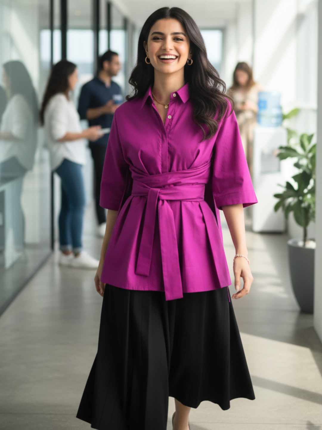 Cotton Tie Up Cape Shirt - Uptownie