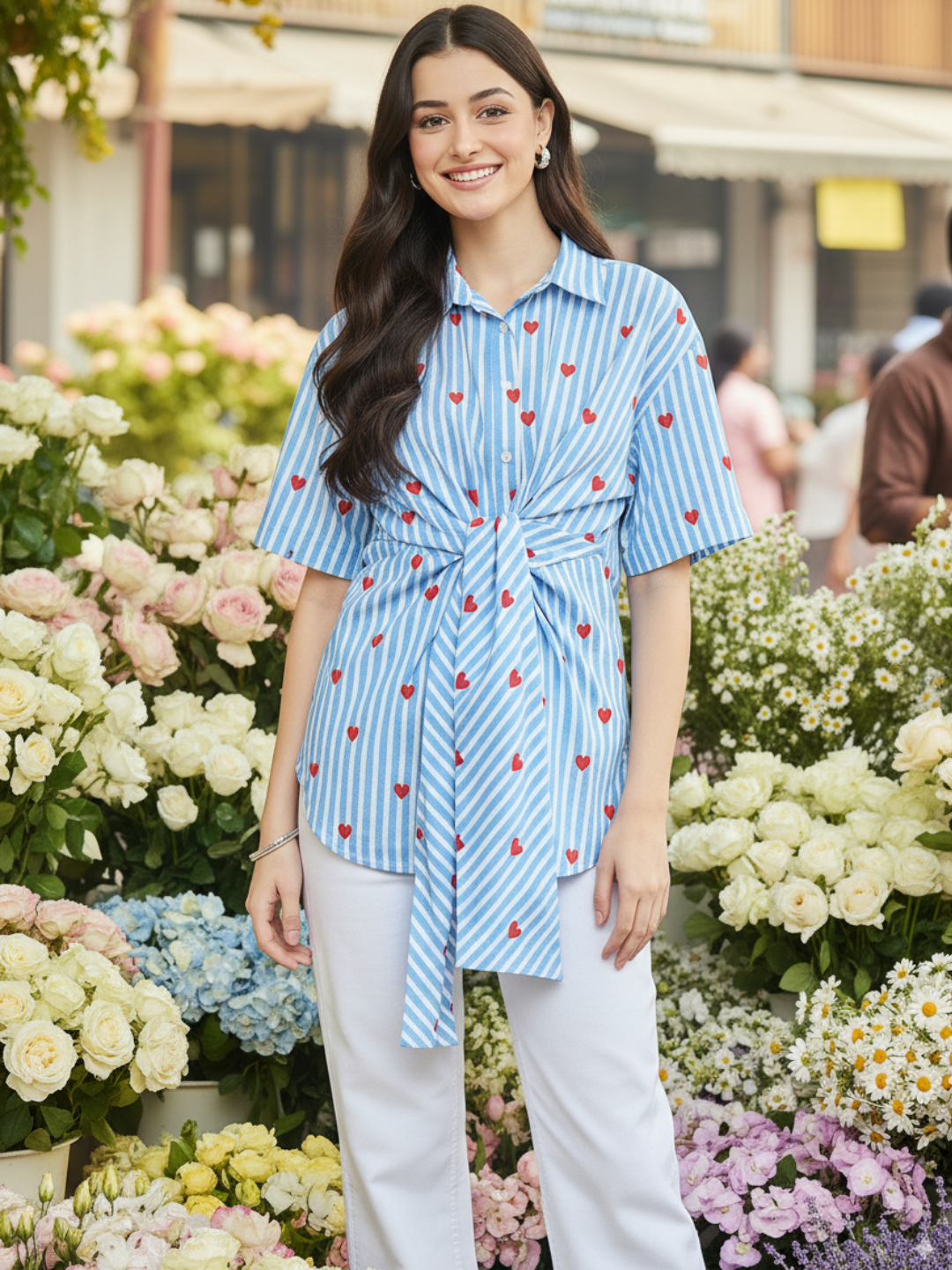 Front Tie-Up Cotton Shirt